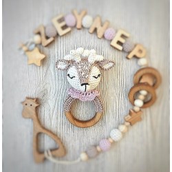 Kız Geyik, Çıngırak Akçaağaç Halka Amigurumi Çıngırak ipek-902