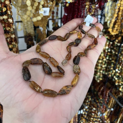 İpek Kehribar Fosilli Yeşil Baltık Litvanya Orijinal Bandrollü Sertifikalı Kehribar Yetişkin Kolye ipek-233