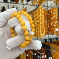 İpek Kehribar Antik Orijinal Sertifikali Hakiki Baltik Damla Kehribar Bileklik 9 mm ipek-292