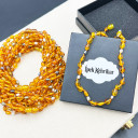 Kız Erkek, İnci Detaylı, Yassı Kesim Baltık Kehribar Kolye, Sertifikalı (ipek-349)