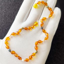 Kız Erkek, İnci Detaylı, Yassı Kesim Baltık Kehribar Kolye, Sertifikalı (ipek-349)