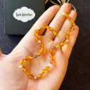 Kız Erkek, İnci Detaylı, Yassı Kesim Baltık Kehribar Kolye, Sertifikalı (ipek-349)