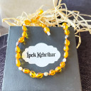 Kız Erkek, İnci Detaylı, Yassı Kesim Baltık Kehribar Kolye, Sertifikalı (ipek-349)