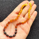 Kız Erkek, Mat Gökkuşağı 4 Renkli, Yuvarlak Kesim Baltık Kehribar Kolye, Sertifikalı (ipek-522)