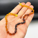 Kız Erkek, Mat Gökkuşağı 4 Renkli, Yuvarlak Kesim Baltık Kehribar Kolye, Sertifikalı (ipek-522)