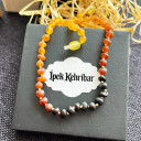 Mat Gökkuşağı, Beyaz İp, Yuvarlak Kesim Baltık Kehribar Kolye, Yenidoğan Hediyesi (ipek-524)