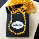 Mat Konyak Karamel Beyaz 3 Renkli, Yuvarlak Kesim Kehribar Kolye - Bebek Çocuk Diş Kolyesi (ipek-526)