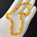 Mat Konyak Karamel Beyaz 3 Renkli, Yuvarlak Kesim Kehribar Kolye - Bebek Çocuk Diş Kolyesi (ipek-526)