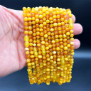 Mat Konyak Karamel Beyaz 3 Renkli, Yuvarlak Kesim Kehribar Kolye - Bebek Çocuk Diş Kolyesi (ipek-526)