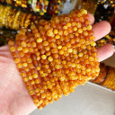 Mat Limon Konyak Karamel 3 Renkli, Yuvarlak Kesim Kehribar Kolye - Bebek Çocuk Diş Kolyesi (ipek-527)