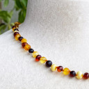 Mat Siyah Beyaz Konyak Sarı 4 Renkli Cilasız Kehribar Kolye - Unisex Yetişkin Kadın Erkek Aksesuarı (ipek-528)