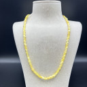 Süt Beyaz Balıksırtı Model Kehribar Kolye - Unisex Yetişkin Kadın Erkek Takısı (ipek-530)