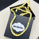 Süt Beyaz Balıksırtı Model Kehribar Kolye - Unisex Yetişkin Kadın Erkek Takısı (ipek-530)