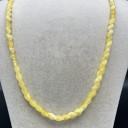 Süt Beyaz Balıksırtı Model Kehribar Kolye - Unisex Yetişkin Kadın Erkek Takısı (ipek-530)